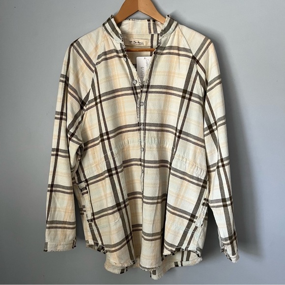 Free People We The Free Summer Daydream Ivory Combo Button Down Shirt Sz XS NWT - Picture 5 of 16